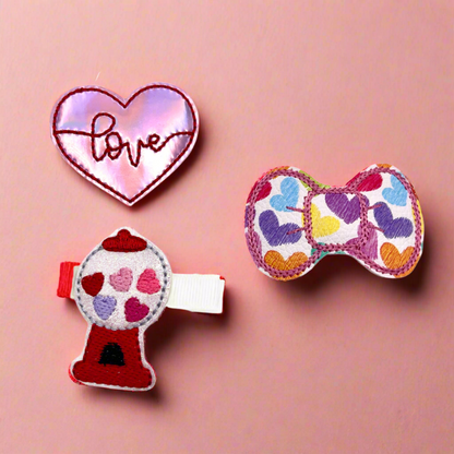 Candy Machine and Heart Hair Bow Clip Set