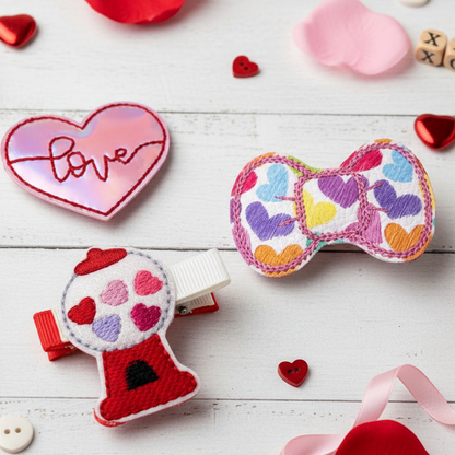 Candy Machine and Heart Hair Bow Clip Set