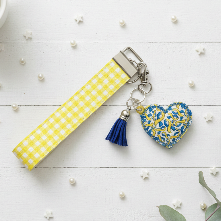 Down Syndrome Awareness Heart Keychain and Wristlet