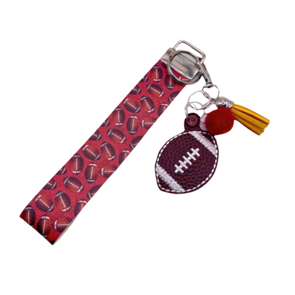 Red and Yellow Football key chain with wristlet