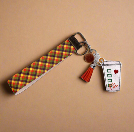 Pumpkin Spice Latte Cup Keychain and Wristlet