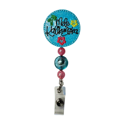 Mele Kalikimaka Beaded Badge Reel