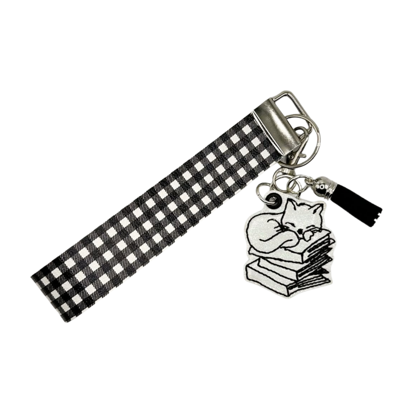 Cat on Books Keychain and Wristlet