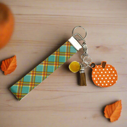 Polka Dot Pumpkin Keychain and Wristlet