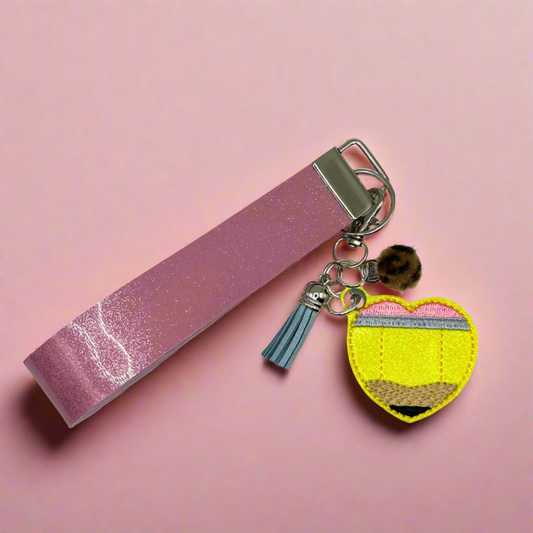 Pencil Heart Keychain and Wristlet