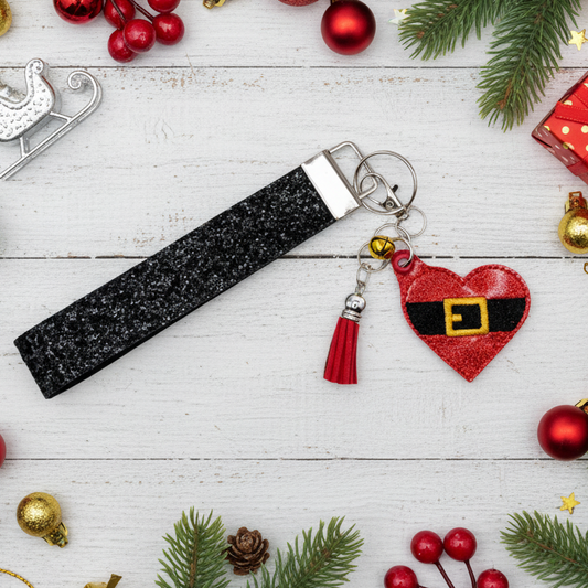 Santa Belt Heart Keychain and Wristlet