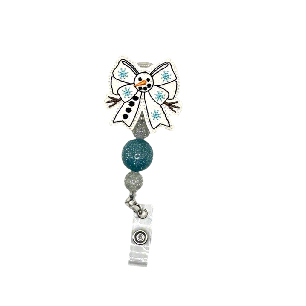 Snowman Bow Badge Reel