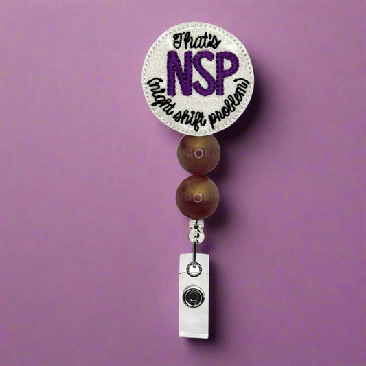Night Shift Problem Beaded Badge Reel