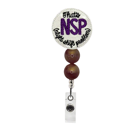 Night Shift Problem Beaded Badge Reel