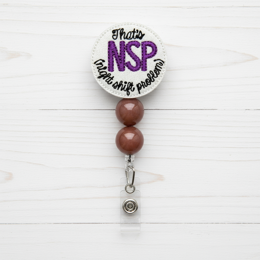 Night Shift Problem Beaded Badge Reel
