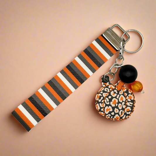 Orange Leopard Pumpkin Keychain and Wristlet