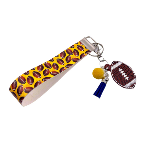 Blue and Yellow Football Keychain and Wristlet