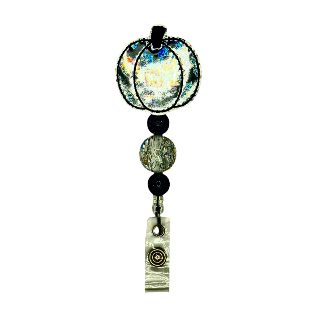 Leopard Pumpkin Beaded Badge Reel