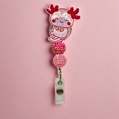 Pink Axolotl Badge Reel