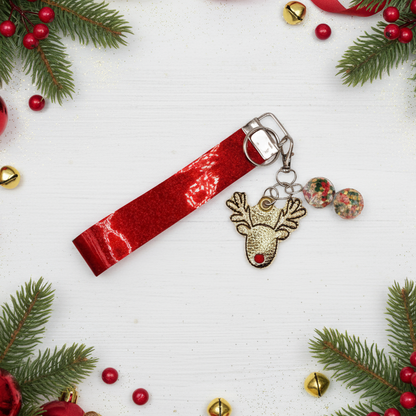 Red Nose Reindeer Keychain and Wristlet