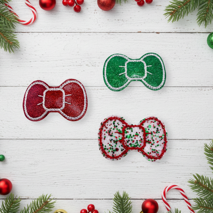 Glitter Hair Bow Clip Set