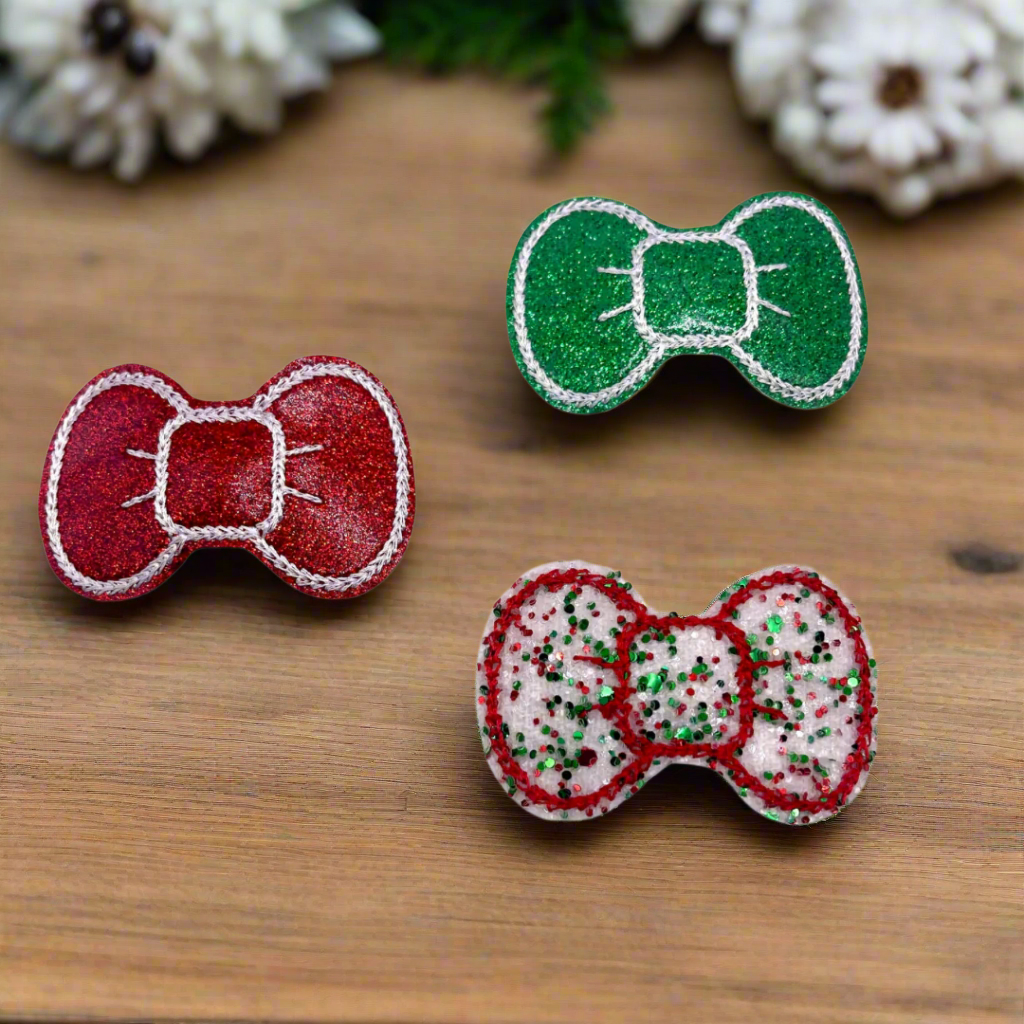 Glitter Hair Bow Clip Set