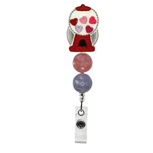 Gumball beaded badge reel