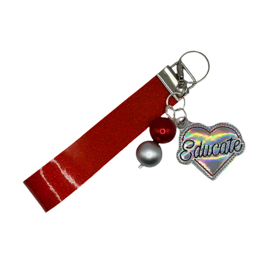 Educate Heart Keychain and Wristlet