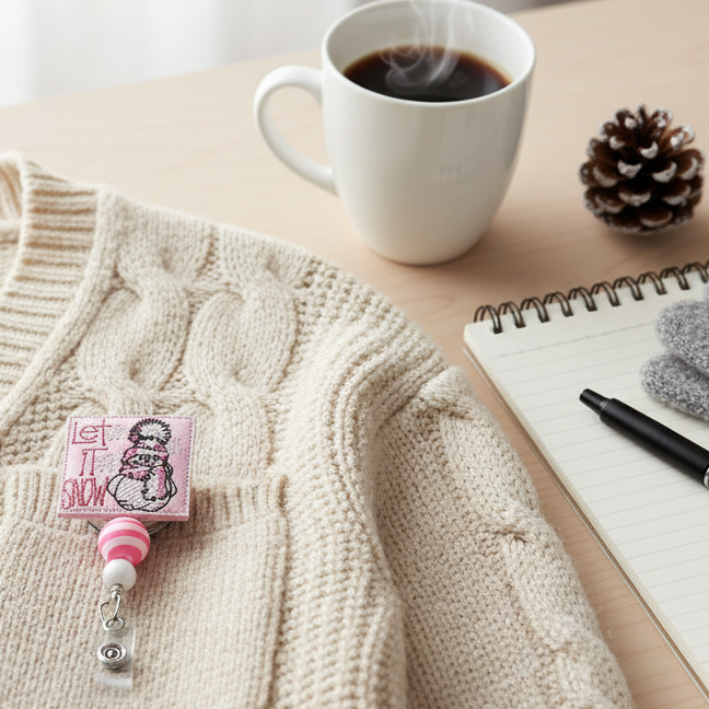 Let It Snow Snowman Badge Reel