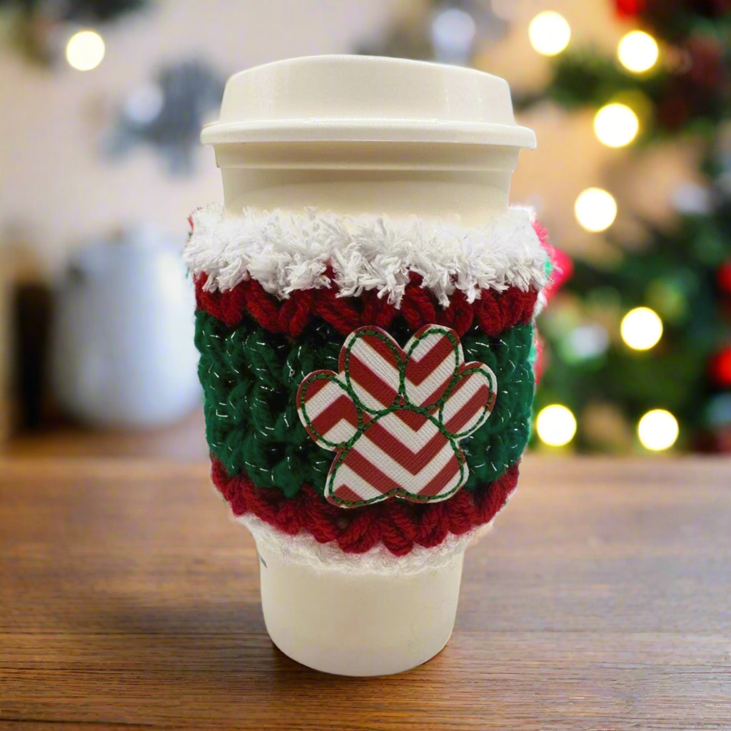 Holiday Paw Coffee Cozy