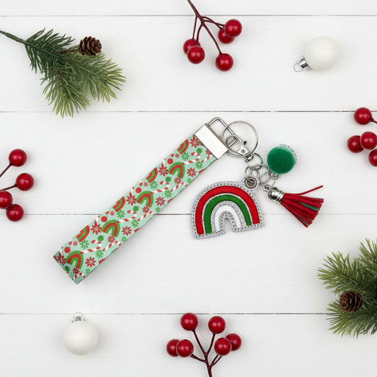 Candy cane Rainbow Keychain and Wristlet