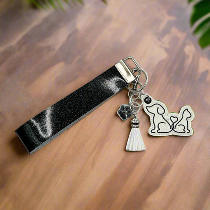 Dog and Cat Heart Tail Keychain and Wristlet