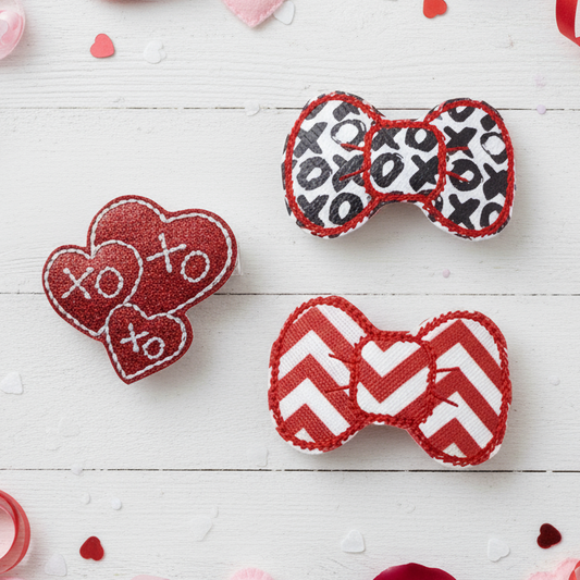 Xoxo Valentine Hair Bow Clip Set