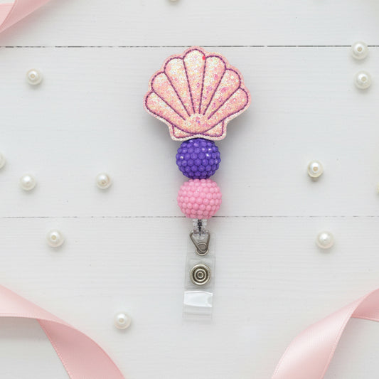 Glitter Sea Shell Badge Reel