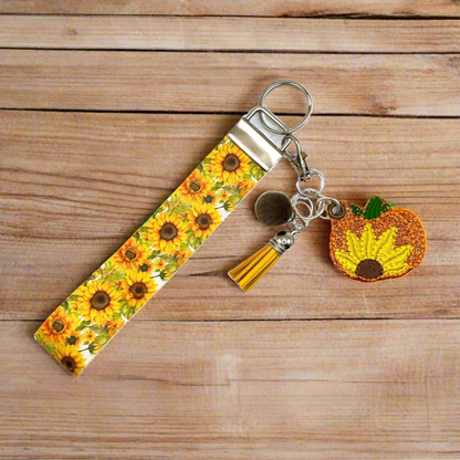 Pumpkin Sunflower Keychain and Wristlet
