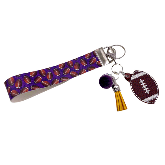 Purple and Yellow Football Keychain and Wristlet