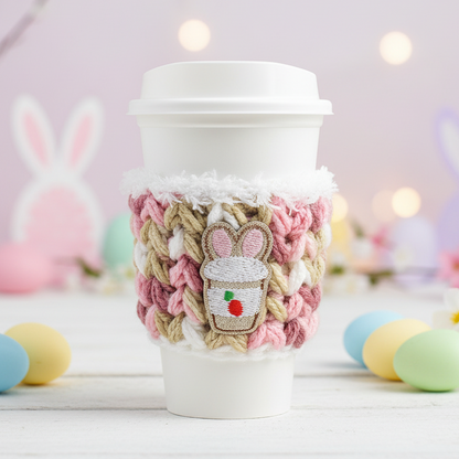 Bunny Ear Coffee cup Crocheted Coffee Cozy