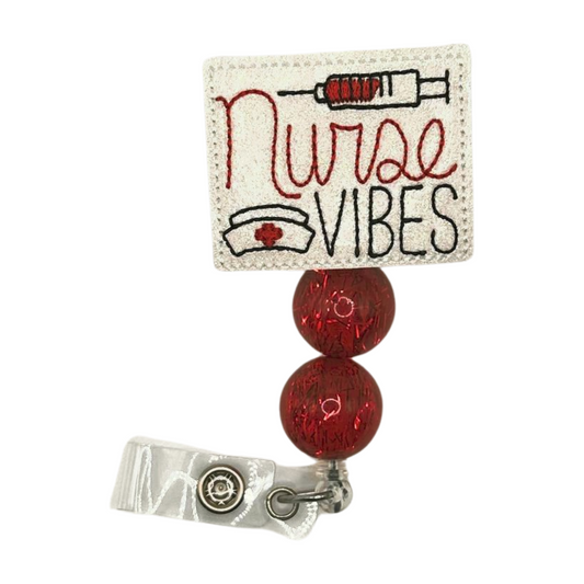 Nurse Vibes Beaded Badge Reel