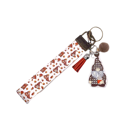 Pumpkin Coffee Gnome Keychain and wristlet
