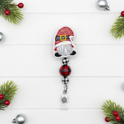 Santa Gnome Beaded Badge Reel