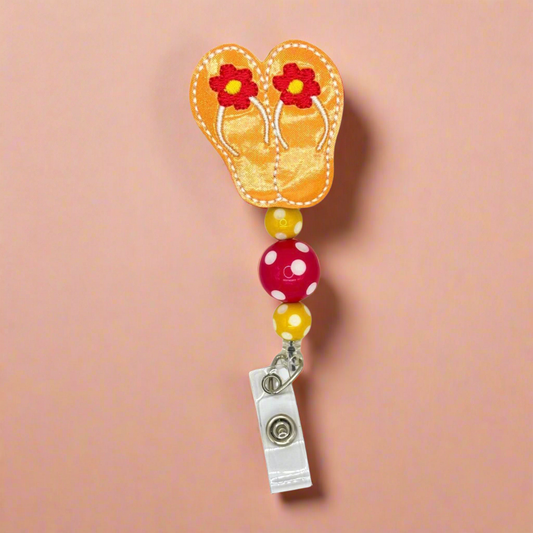 Orange Flip Flop Badge Reel