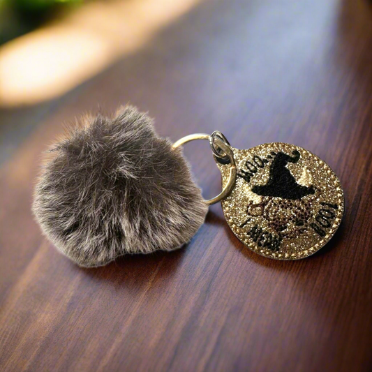 Moo I mean Boo Pom Pom Keychain