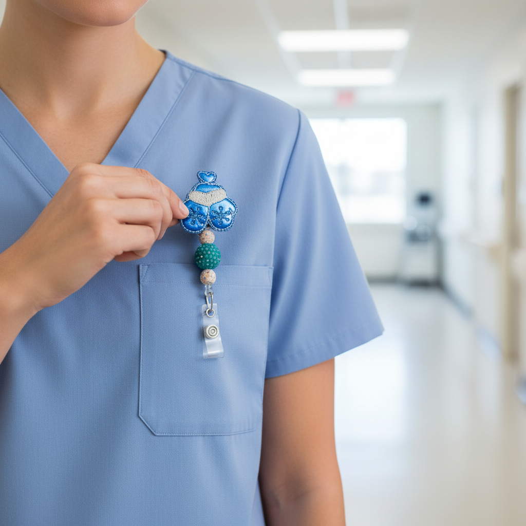Blue Mittens Badge Reel