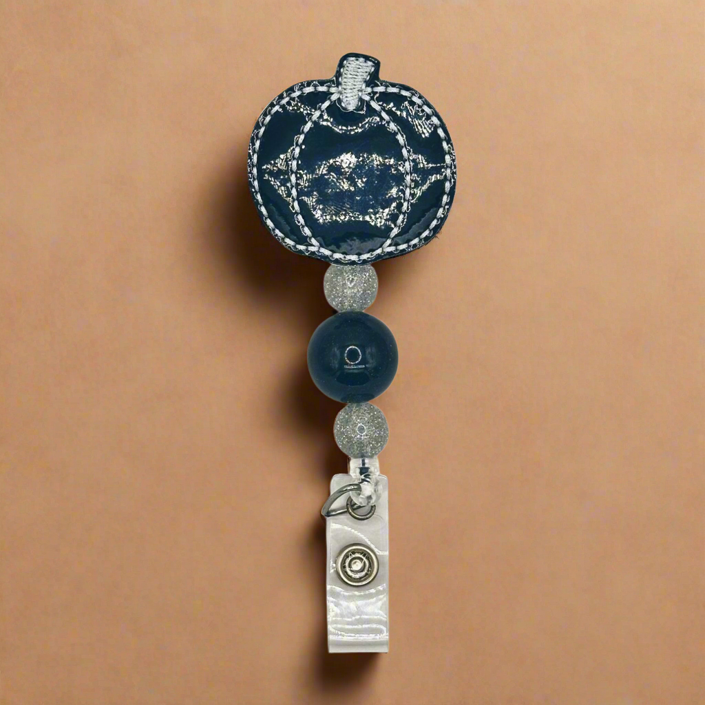 Leopard Pumpkin Beaded Badge Reel