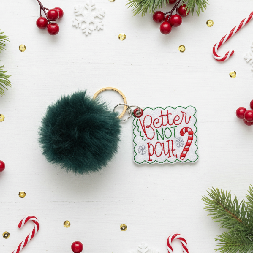 Better Not Pout Pom Pom Keychain
