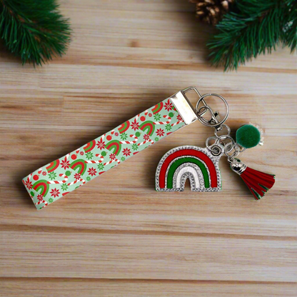 Candy cane Rainbow Keychain and Wristlet