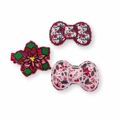 Flower Hair Bow Clip Set