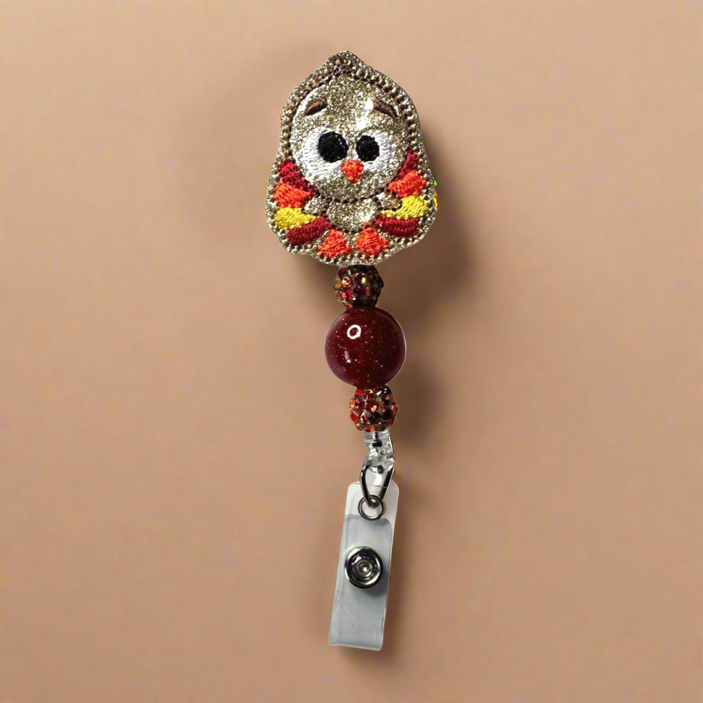 Little Turkey Beaded Badge Reel
