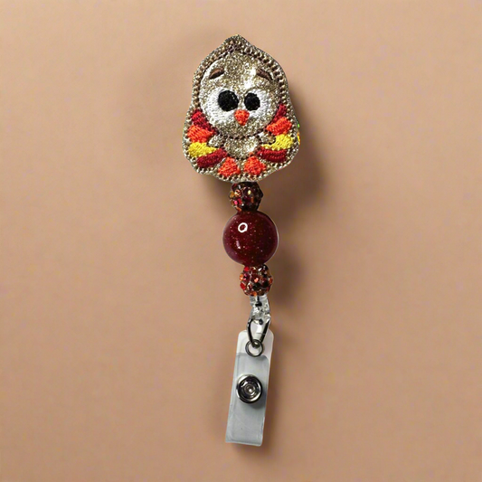 Little Turkey Beaded Badge Reel
