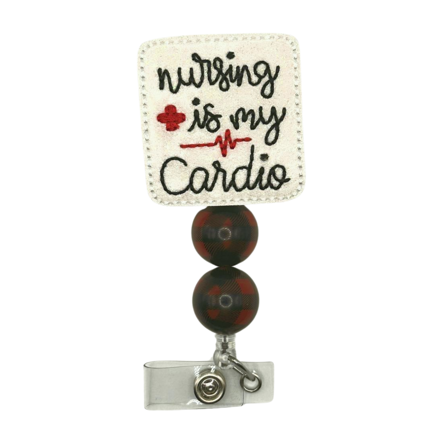 Nursing is My Cardio Beaded Badge Reel