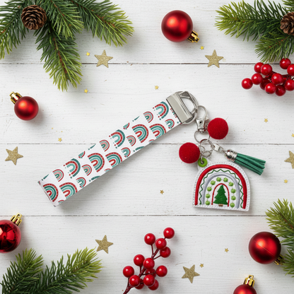 Christmas Tree Rainbow Keychain and Wristlet