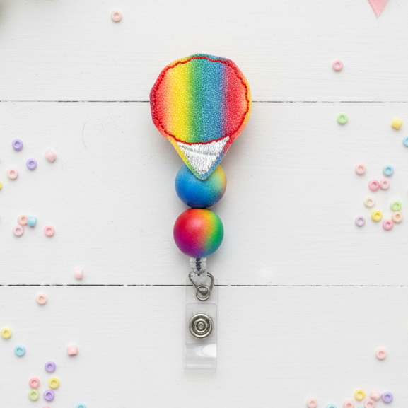 Rainbow Snow Cone Badge Reel