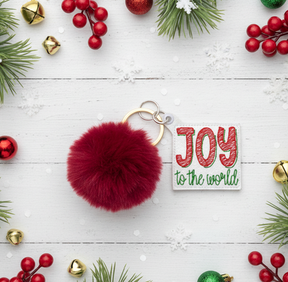 Joy to the World Pom Pom Keychain