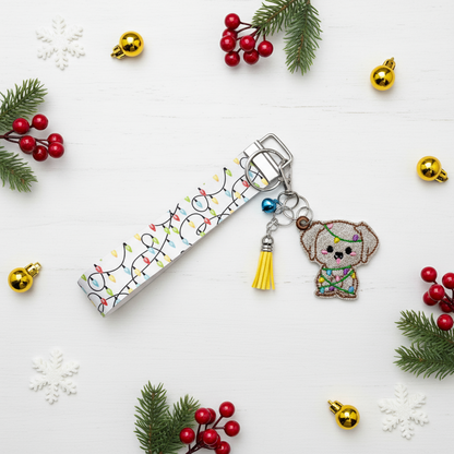 Christmas Light Puppy Keychain and Wristlet
