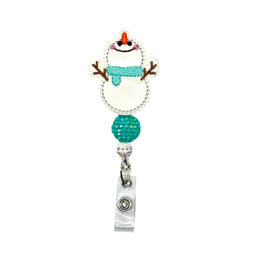 Snowman With Scarf Badge Reel